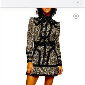 Crochet trim mini dress